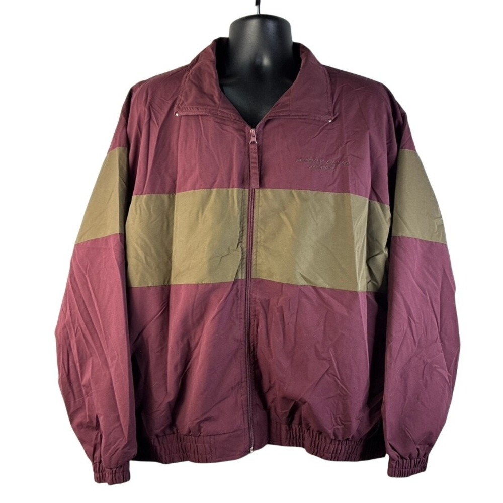 Perry Ellis America Active Mens XL Windbreaker Jacket Burgundy Olive Colorblock